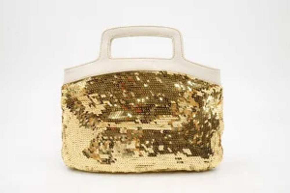 Miu Miu Party Sequin Leather Tote Bag Gold